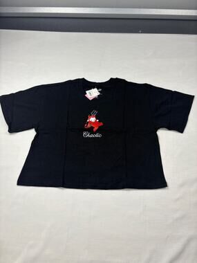 Kewpie Doll Devil Cropped T-shirt Women’s Size M Black Chaotic Devil Retro Goth